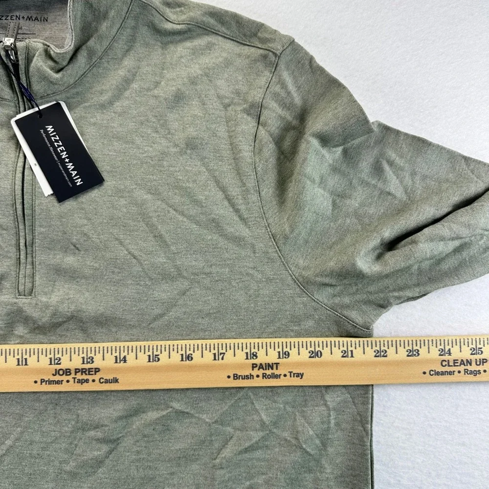 Mizzen+Main Proflex Quarter Zip Sage Green Heather Mens Large Pullover NEW Golf